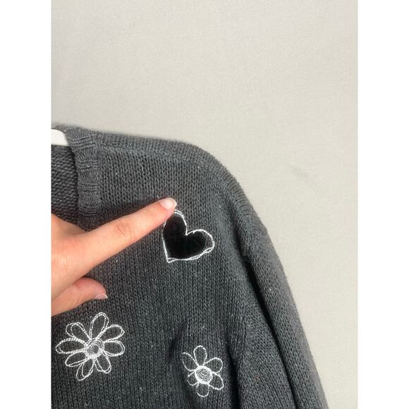 Susan Bristol VTG Embroidered Knit Cat Cardigan Button Up Sweater XL Coquette - Picture 9 of 16